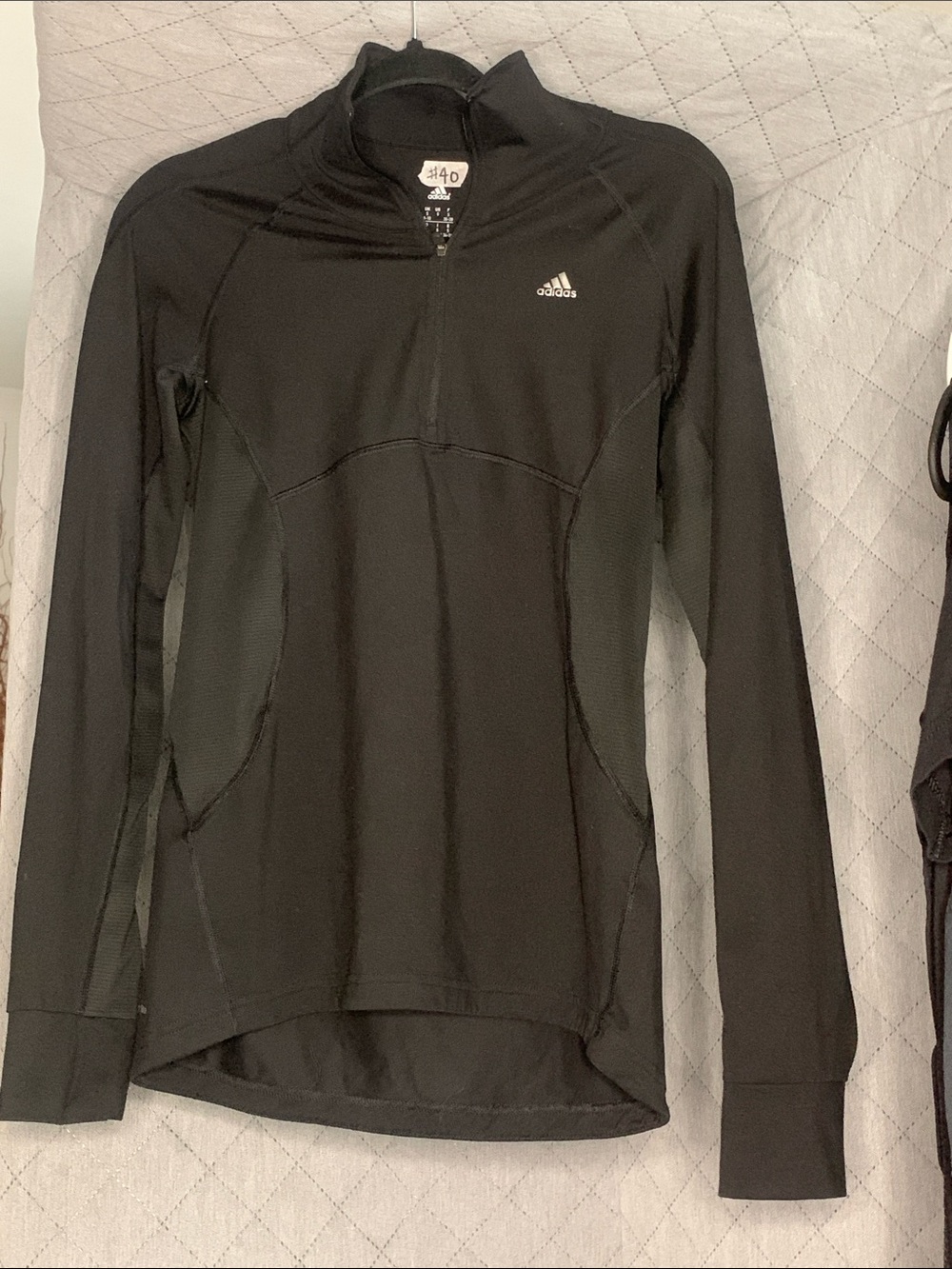 #184 Adidas Black Long-Sleeve Quarter-Zip Training Top